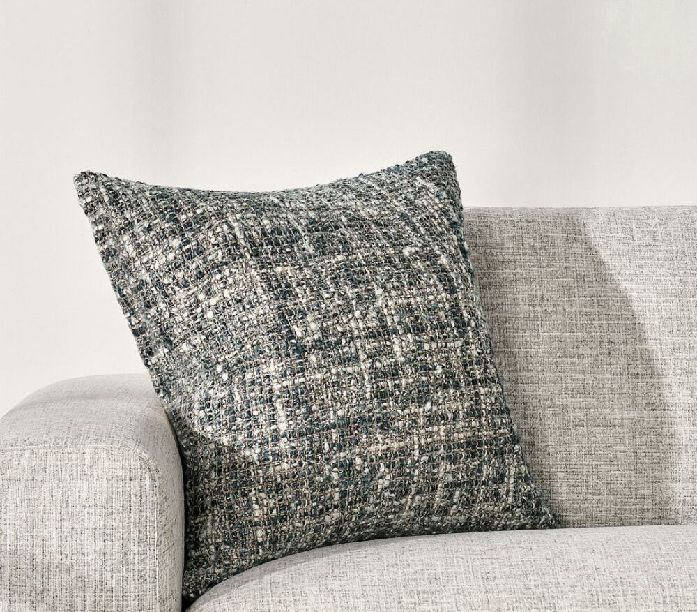 Pottery Barn Torya Textured Pillow Cover Blue Slate Tweed 24"x24" Classic Luxe